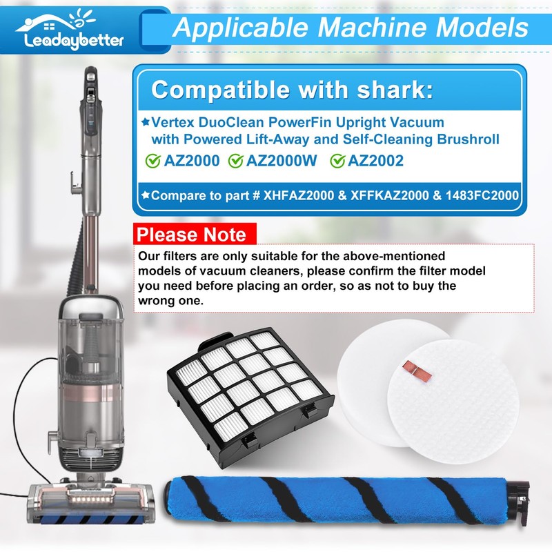 Leadaybetter Filter Replacement for Shark AZ2000 AZ2000W AZ2002 Vertex DuoClean