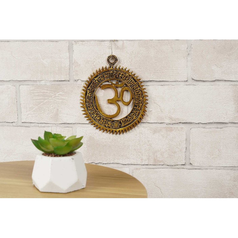 IBA Indianbeautifulart Brass Om Wall Hanging w/Gayatri Mantra Religious Wall