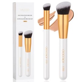 docolor Juego de 2 Brochas: Brocha para Base y Pincel para Corrector 270 – Profesional, Angulo Kabuki, para Líquidos y Cremas, Difuminado y Contornead