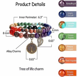 Mehanew Healing Bracelets for Women Chakra Beaded Bracelets Natural Crystals and Healing Stones Jewelry Yoga Calming Stretch Bracelet Stress Relief Gifts for Travelers Women