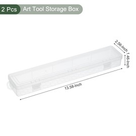 YOKIVE Art Supply Storage Organizer, 2 Pcs Art Tool Box Craft Box Art Supplies with Buckle for Brushes Paints Stamps, Transparent, 13.58 x 1.46 x 2.56 Inch