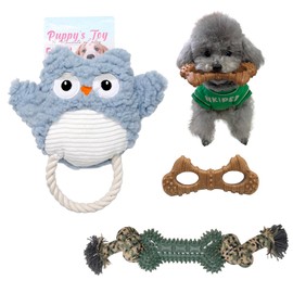 Cofiabby Dog Chew Toys 3 PCS for Aggressive Chewers Breed, Durable Pet Squeaky Ball Plush Toys, Puppy Tug of War Toys for Teething Small or Medium Dogs