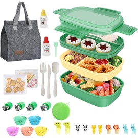 Bento Box Grande, Fiambrera Lonchera para Adultos Niñas y Niño, Caja de Almuerzo de Estudiante, 1900 ml-8 Compartimentos, con Púas de Alimentos, Apto para Microondas/Lavavajillas/Congelador,Sin BPA