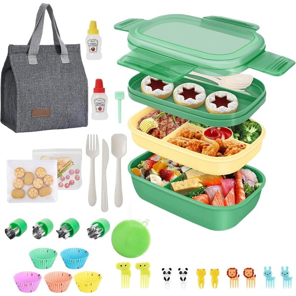 Bento Box Grande, Fiambrera Lonchera para Adultos Niñas y Niño,