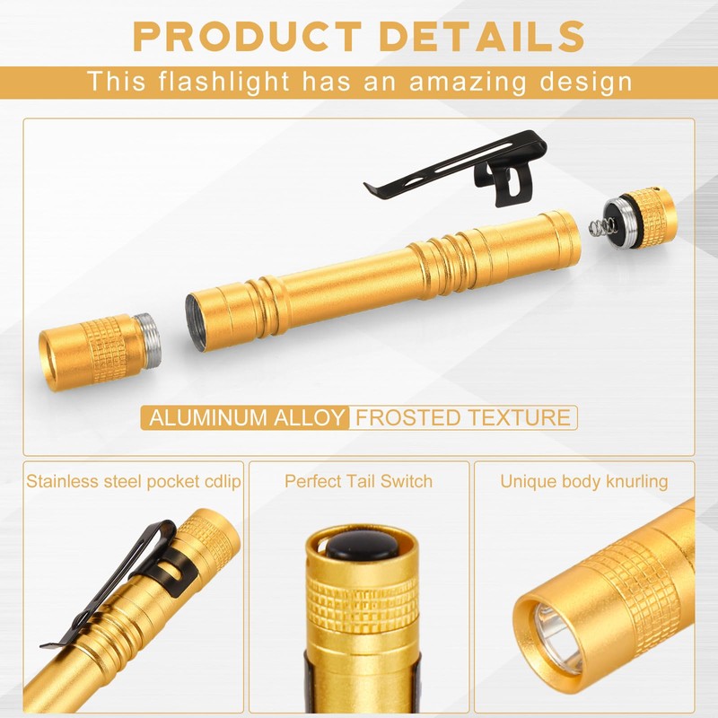 Hortsun 20 Pcs Mini Pen Light Flashlights Father Day Gifts