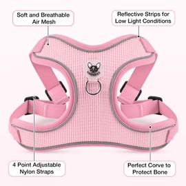 Dog Harness and Leash Set,4 Point Adjustable Reflective Dog Vest Harness,No Pull Harness-Leash for Small Medium Large Sized Dogs Puppy,XS-Pink