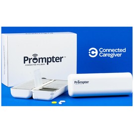 Prompter Connected Pillbox, Smart Pill Reminder Management with Lights, Cell Alerts, Caregiver Monitoring and Notifications for Potential Missed Doses, Organize Pills and Stay Organized