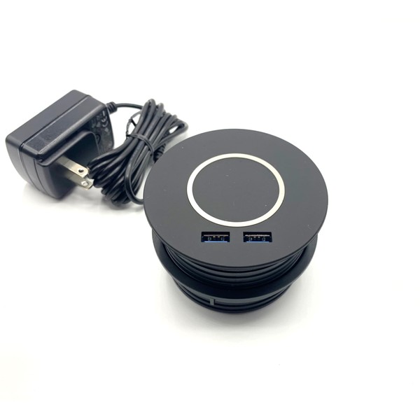 ApexDesk in-Desk 3.15 inch Diameter Power Grommet with 2 USB