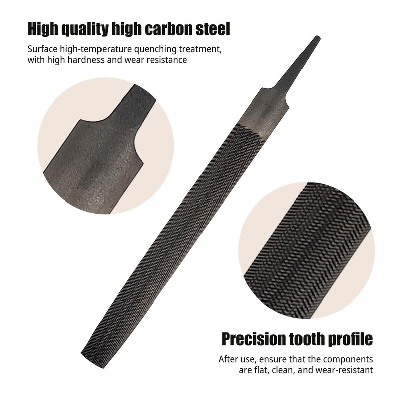 1 Pack Half Round Metal File, Small Sharpening File, 6