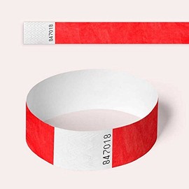 Tyvek Wristbands, 100 Pack by AA Wristbands for Parties, Security, Festivals, Events (Red)