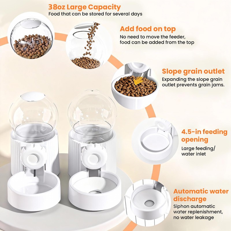 38oz Hanging Automatic Food Water Dispenser, Large Capacity Gravity Rabbit