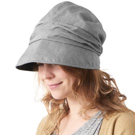 CHARM Womens Summer Sun Hat - Organic Cotton Chemo Wide Brim Cap SPF Protection Gray