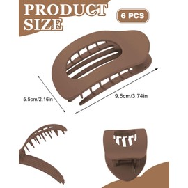 JUKOTA 6er-Pack flache Haarspangen für Damen, matte große Haarspangen, French-Clips für dünnes und dickes Haar, geschwungenes Design, ideal für den Alltag - B