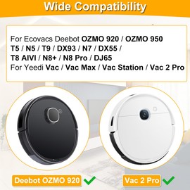 EATBALE Main Roller Brushes Replacement for Ecovacs Deebot OZMO 920/950, T5/N5/T9/DX93/N7/DX55/T8 AIVI/N8+/N8 Pro/DJ65, for Yeedi Vac/Vac Max/Vac Station/Vac 2 Pro Robot Vacuum Rolling Brush (2 Pack)