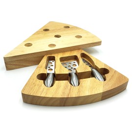 Bamboo Essentials Rubber Wood Cheese Board Set - Charcuterie Platter with Cutlery Set - Perfect for Birthday, Housewarming & Wedding Gifts, Can Be Used in Sets forming a Center Piece