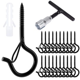MOGADEE® Screw Hooks, Black, Hooks for Screwing 20 Pieces Ceiling Hooks + 1 Piece Hook Screwdriver, Screw Hook with Secure, Hook Screws for Hanging Plant Baskets