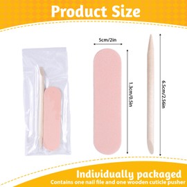 Ajcotahm 20PCS Mini Nail File and Orange Sticks Set for Press on Nails, Disposable Double Sided Nail Files Wooden Cuticle Pusher Sticks, Manicure Pedicure Tools