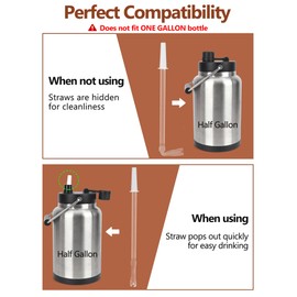YOUSHARES Straw Adapter Kit for RTIC Jugs, 6-Pack of Reusable Straws for Rtic Gallon Jug, Attach Straws to Your RTIC Jug - Easy to Clean and BPA Free, 2 Cleaning Brush Included (Half Gallon)