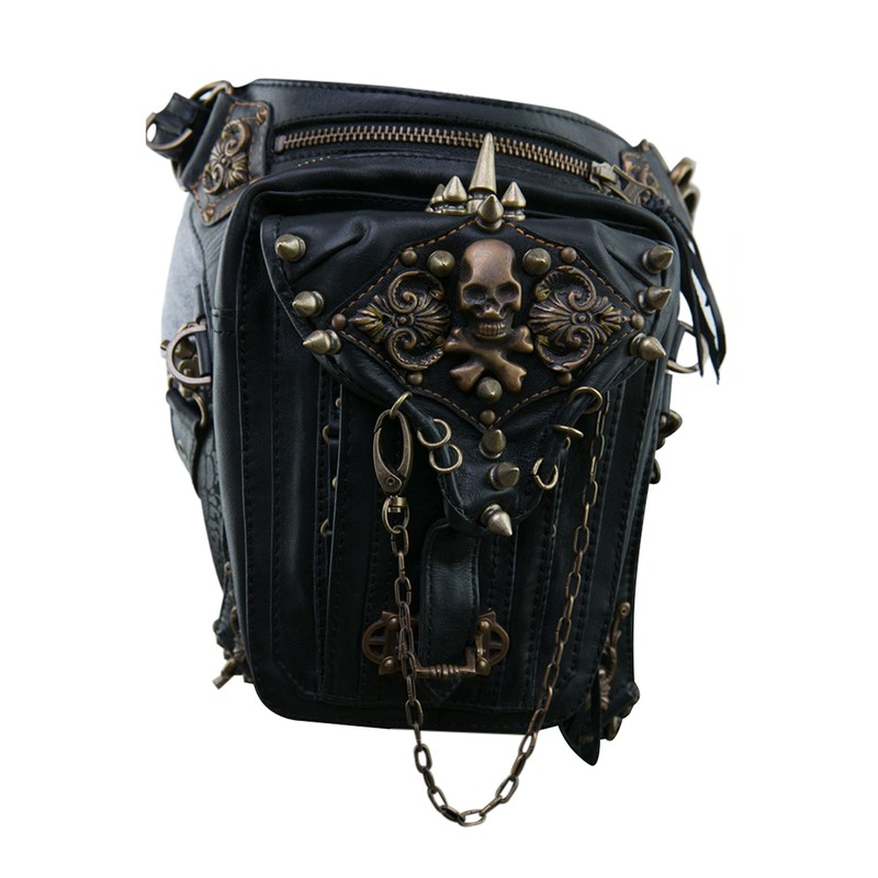 Women Motorcycle Bag PU Leather Steampunk Retro Shoulder Crossbody Bag