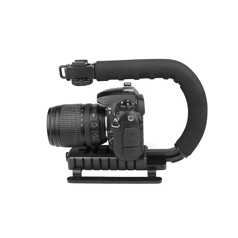 jojofuny U Shape Camera Stabilizer Grip Three Hot Shoe Mounts