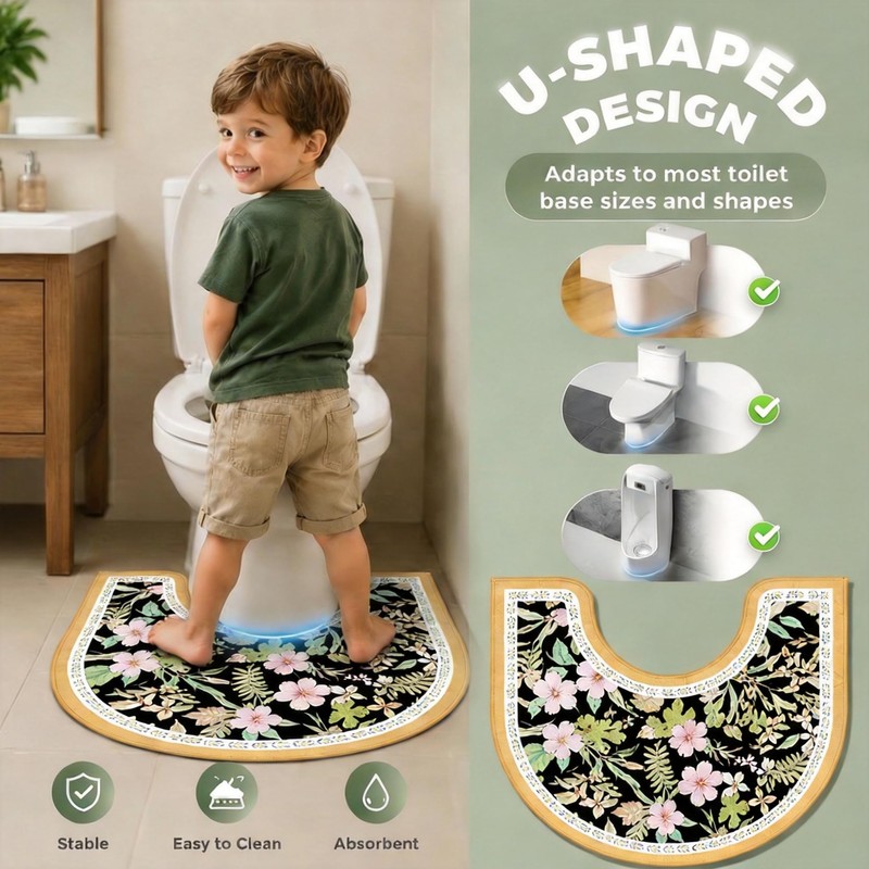 U-Shaped Toilet Mat for Bathroom, Diatomaceous Earth Potty Training Mat