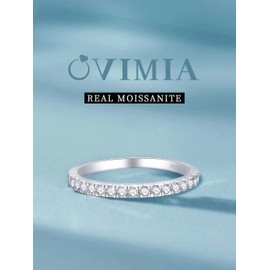 OVIMIA Moissanite Wedding Bands for Women, Half Eternity Ring 925 Sterling Silver Stackable Ring Size 10