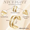 NICEIGHT 18K Gold-Plated Cuff Bracelet for Women Irregular Adjustable Open