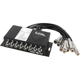 8-Channel BNC Surge Protector Arrester - Upgraded Aluminum Body & Nickel-Plated Copper, for CCTV DVR Surveillance Systems, 28cm Cables, Black