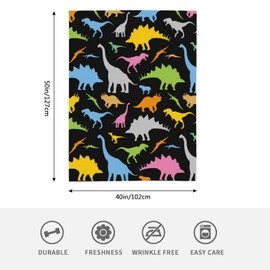 HGOD DESIGNS Types of Colorful Dinosaur Flannel Fleece Bed Blanket Throw Blanket Lightweight Cozy Plush Blanket for Bedroom Living Rooms Sofa Couch 100x130cm