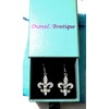 DianaL Boutique Gorgeous Silver Tone Fleur De Lis Earrings Clear