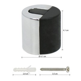 COM-FOUR 2x zinc door stopper with scandium alloy, bottom door stopper with rubber buffer and fixing material, 4 x Ø 4 cm (Zinc with scandium alloy Ø 4 cm - 02 pieces)