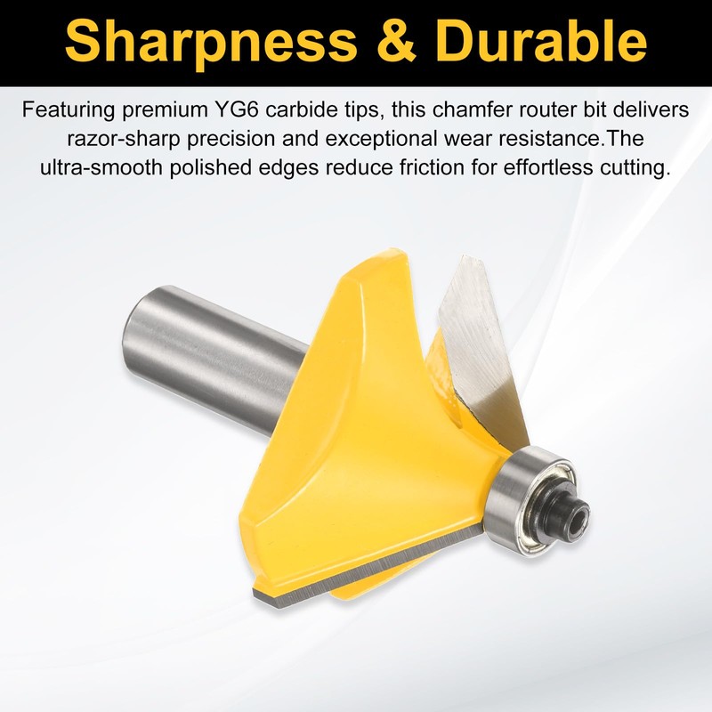 sourcing map 45 Degree Chamfer Router Bit 1/2 Inch Shank