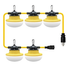 Muasdae New Upgrade 50FT Construction String Lights LED Industrial Grade Best for Construction Sites,Renovation, Walkways,Patio,Mine cave,Outdoor Lighting Solutions Use,Free for Climbing Hook 3Prong