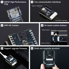 Yahboom ESP32-S3 CAM Module 2MP Camera,ESP32-S3 Chip,Onboard Camera Wireless, Python C Code, Project Tutorial, with Remote Control APP (Module+Communication Board)