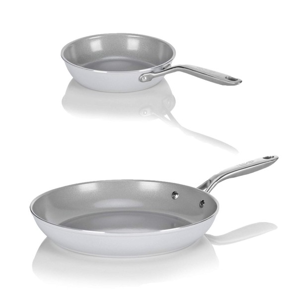 TECHEF - CeraTerra 8" & 12" Ceramic Nonstick Frying Pan Skillet, (PTFE, PFAS, and PFOA Free), Dishwasher Oven Safe, Stainless Steel Handle, Induction-Ready, Made in Korea (2-Piece Set)