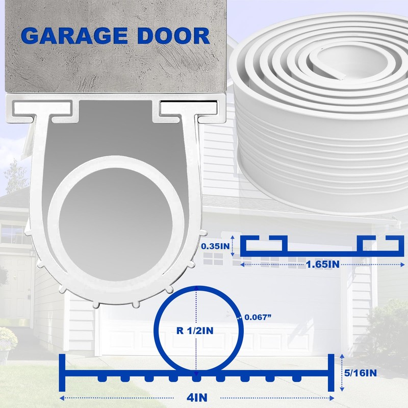 DGSL Garage Door Seals Bottom Rubber，Weather Stripping Sealing Strip Replacement,Universal