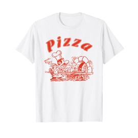 Pizza Logo Retro Italy as on the Box T-Shirt, White