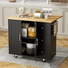 Shintenchi Kitchen Island with Folding Drop Leaf, Rolling Island Table