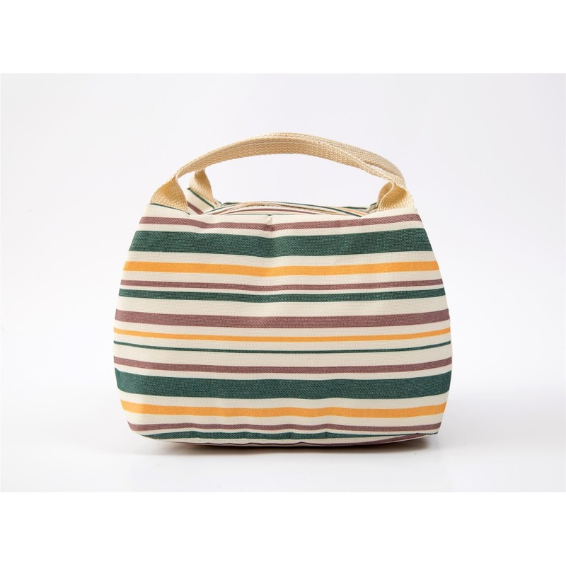 Vinsani Insulated Striped Canvas Thermal Lunch Bag Reusable Portable Cooler