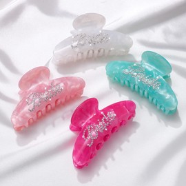 Wedding Bride Claw Hair Clip for Women, Rhinestone Bride Mrs Logo Bachelorette Party Decorations, White Acrylic Hair Clip, Bridesmaid Gift, Bridal Shower Wedding Hair Accessory