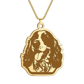 Cute Cocker Spaniel Dog Pendant Necklace for Men Women Stainless Steel Pet Puppy Dog Charm Chain Animal Jewelry Gift for Pet Lovers (gold)