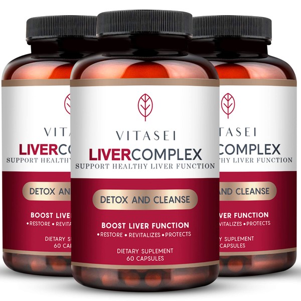 VITASEI Liver Cleanse Detox & Repair, Liver Complex W/Milk Thistle Extract, Garcinia, Curcumin C3, Bioperine, Support Herbal Supplement, Detox Formula for Women & Men, 60 Capsule (Pack of 3)