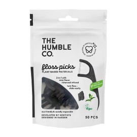 The Humble Co. Plant Based Floss Picks | Charcoal | Eco-Friendly, Vegan for Your Everyday Oral Care - Dentist Approved - Removes Plaque and Gives a Fresh Feel (1 x 50p)