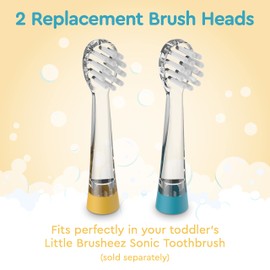 Brusheez Little 2-Pack Replacement Brush Heads - Safe & Gentle Electric Brush Heads for Ages 1-3 Toddlers’ Sonic Toothbrush (Rex The Dinosaur)