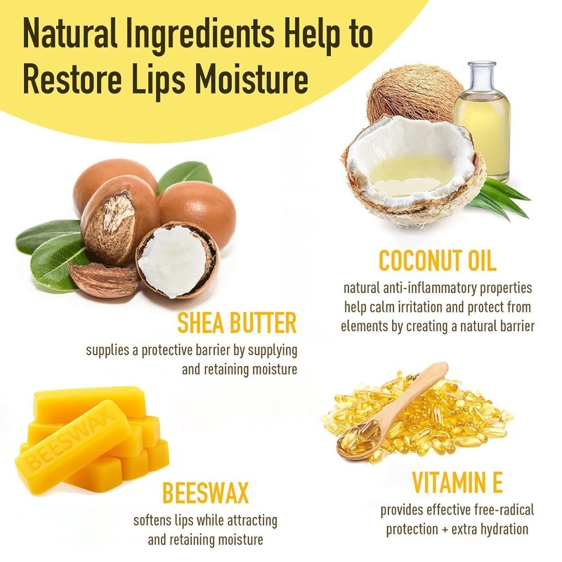 YesBes 8 Pack Natural Lip Balm with Vitamin E and