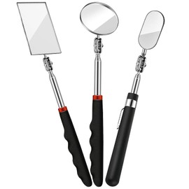 3 Pieces Telescoping Inspection Mirror Round Square Mirror Inspection Tool for Checking Vehicle, Observing Eyelashes Mouth and Other Small Parts(Oval, Square, Round Style)