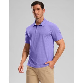 G Gradual Golf Shirts Short Sleeve Quick Dry Performance Moisture Wicking Collared Heather Polo Casual Athletic Business (Dark Purple, XXL)