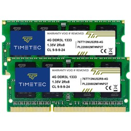 Timetec Hynix IC DDR3 1333MHz PC3-10600 unbuffered, non-ECC 1.5V CL9 2Rx8, dual rank, 204 pin SODIMM laptop / notebook memory module upgrade