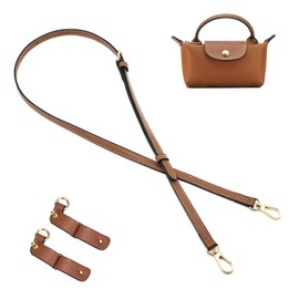 DEVPSISR Bag Strap Suitable for Longchamp Mini Pouch,Purse Crossbody Adjustable Replacement Conversion Kit，Brown Gold