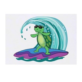 'Turtle On A Surfboard' Temporary Tattoo - Water Resistant, Skin-Safe, Non-Toxic Transfer (TO00073777)